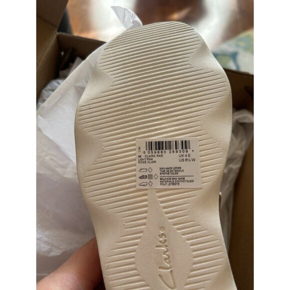 Clarks Womens 6.5 W Clara Rae Ankle Strap Wedge Sandals Light Pink NEW - Picture 8 of 8